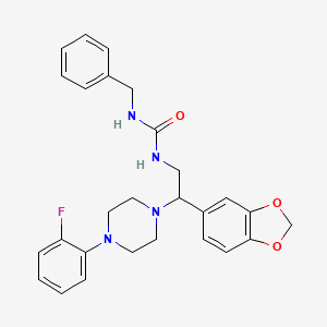 molecular formula C27H29FN4O3 B2951165 1-(2-(苯并[d][1,3]二氧杂-5-基)-2-(4-(2-氟苯基)哌嗪-1-基)乙基)-3-苄基脲 CAS No. 1210283-44-5