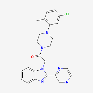 molecular formula C24H23ClN6O B2951178 1-(4-(5-chloro-2-methylphenyl)piperazin-1-yl)-2-(2-(pyrazin-2-yl)-1H-benzo[d]imidazol-1-yl)ethanone CAS No. 1203396-48-8