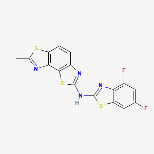 molecular formula C16H8F2N4S3 B2951207 N-(4,6-difluoro-1,3-benzothiazol-2-yl)-11-methyl-3,10-dithia-5,12-diazatricyclo[7.3.0.0^{2,6}]dodeca-1(9),2(6),4,7,11-pentaen-4-amine CAS No. 862976-52-1