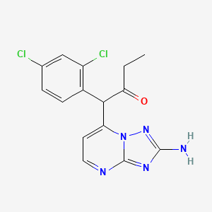 molecular formula C15H13Cl2N5O B2951212 1-(2-Amino[1,2,4]triazolo[1,5-a]pyrimidin-7-yl)-1-(2,4-dichlorophenyl)-2-butanone CAS No. 866039-10-3