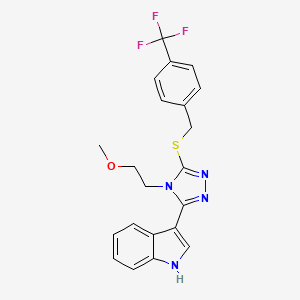 molecular formula C21H19F3N4OS B2951217 3-(4-(2-methoxyethyl)-5-((4-(trifluoromethyl)benzyl)thio)-4H-1,2,4-triazol-3-yl)-1H-indole CAS No. 946377-07-7