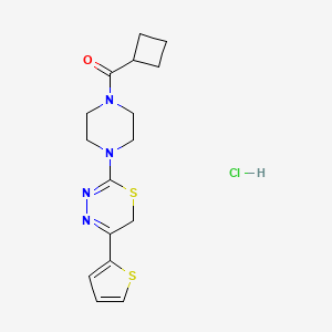 molecular formula C16H21ClN4OS2 B2951219 cyclobutyl(4-(5-(thiophen-2-yl)-6H-1,3,4-thiadiazin-2-yl)piperazin-1-yl)methanone hydrochloride CAS No. 1351655-17-8