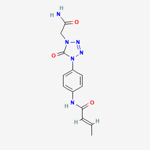 molecular formula C13H14N6O3 B2951220 (E)-N-(4-(4-(2-amino-2-oxoethyl)-5-oxo-4,5-dihydro-1H-tetrazol-1-yl)phenyl)but-2-enamide CAS No. 1396892-28-6