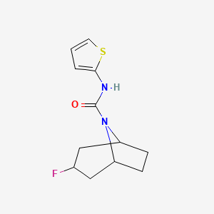 molecular formula C12H15FN2OS B2951224 3-Fluoro-N-thiophen-2-yl-8-azabicyclo[3.2.1]octane-8-carboxamide CAS No. 2320212-79-9