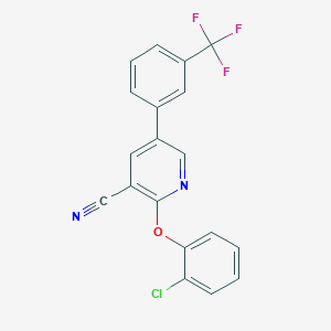 2-(2-Chlorophenoxy)-5-[3-(trifluoromethyl)phenyl]pyridine-3-carbonitrile
