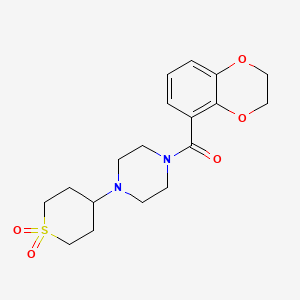 molecular formula C18H24N2O5S B2951232 (2,3-dihydrobenzo[b][1,4]dioxin-5-yl)(4-(1,1-dioxidotetrahydro-2H-thiopyran-4-yl)piperazin-1-yl)methanone CAS No. 1904028-58-5