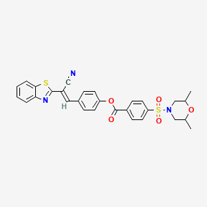 molecular formula C29H25N3O5S2 B2951247 (E)-4-(2-(benzo[d]thiazol-2-yl)-2-cyanovinyl)phenyl 4-((2,6-dimethylmorpholino)sulfonyl)benzoate CAS No. 391896-85-8