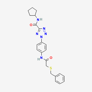 molecular formula C22H24N6O2S B2951254 2-(4-(2-(benzylthio)acetamido)phenyl)-N-cyclopentyl-2H-tetrazole-5-carboxamide CAS No. 1396676-08-6