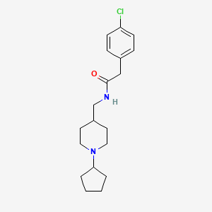 molecular formula C19H27ClN2O B2951281 2-(4-chlorophenyl)-N-((1-cyclopentylpiperidin-4-yl)methyl)acetamide CAS No. 954019-96-6