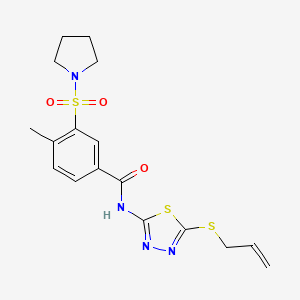 molecular formula C17H20N4O3S3 B2951287 4-methyl-N-(5-prop-2-enylsulfanyl-1,3,4-thiadiazol-2-yl)-3-pyrrolidin-1-ylsulfonylbenzamide CAS No. 690246-79-8