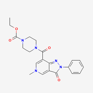 molecular formula C21H23N5O4 B2951290 ethyl 4-(5-methyl-3-oxo-2-phenyl-3,5-dihydro-2H-pyrazolo[4,3-c]pyridine-7-carbonyl)piperazine-1-carboxylate CAS No. 921573-91-3