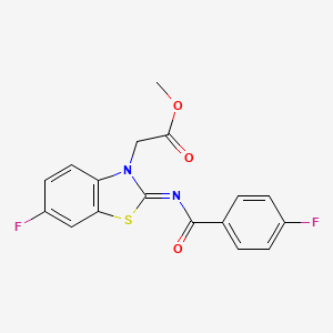 molecular formula C17H12F2N2O3S B2951293 (Z)-methyl 2-(6-fluoro-2-((4-fluorobenzoyl)imino)benzo[d]thiazol-3(2H)-yl)acetate CAS No. 865197-98-4
