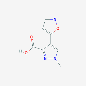 molecular formula C8H7N3O3 B2951296 4-Isoxazol-5-yl-1-methyl-1H-pyrazole-3-carboxylic acid CAS No. 956985-41-4