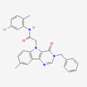 molecular formula C27H23ClN4O2 B2951297 2-(3-benzyl-8-methyl-4-oxo-3H-pyrimido[5,4-b]indol-5(4H)-yl)-N-(5-chloro-2-methylphenyl)acetamide CAS No. 1185177-38-1