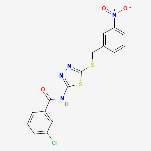 molecular formula C16H11ClN4O3S2 B2951299 3-chloro-N-(5-((3-nitrobenzyl)thio)-1,3,4-thiadiazol-2-yl)benzamide CAS No. 868973-87-9