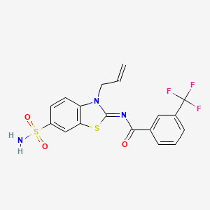 molecular formula C18H14F3N3O3S2 B2951304 (Z)-N-(3-allyl-6-sulfamoylbenzo[d]thiazol-2(3H)-ylidene)-3-(trifluoromethyl)benzamide CAS No. 865176-22-3