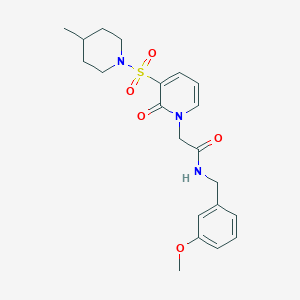 molecular formula C21H27N3O5S B2951305 N-(3-methoxybenzyl)-2-(3-((4-methylpiperidin-1-yl)sulfonyl)-2-oxopyridin-1(2H)-yl)acetamide CAS No. 1251680-42-8