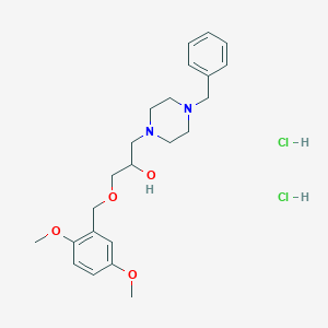 molecular formula C23H34Cl2N2O4 B2951314 1-(4-Benzylpiperazin-1-yl)-3-((2,5-dimethoxybenzyl)oxy)propan-2-ol dihydrochloride CAS No. 1216865-32-5