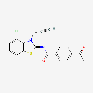 molecular formula C19H13ClN2O2S B2951325 4-acetyl-N-[(2Z)-4-chloro-3-(prop-2-yn-1-yl)-2,3-dihydro-1,3-benzothiazol-2-ylidene]benzamide CAS No. 868377-57-5