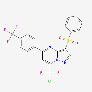 molecular formula C20H11ClF5N3O2S B2951333 7-[Chloro(difluoro)methyl]-3-(phenylsulfonyl)-5-[4-(trifluoromethyl)phenyl]pyrazolo[1,5-A]pyrimidine CAS No. 685107-54-4