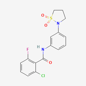 molecular formula C16H14ClFN2O3S B2951334 2-chloro-N-(3-(1,1-dioxidoisothiazolidin-2-yl)phenyl)-6-fluorobenzamide CAS No. 941974-93-2