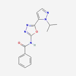 molecular formula C15H15N5O2 B2951335 N-(5-(1-isopropyl-1H-pyrazol-5-yl)-1,3,4-oxadiazol-2-yl)benzamide CAS No. 1171609-41-8