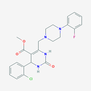 molecular formula C23H24ClFN4O3 B2951336 Methyl 4-(2-chlorophenyl)-6-{[4-(2-fluorophenyl)piperazin-1-yl]methyl}-2-oxo-1,2,3,4-tetrahydropyrimidine-5-carboxylate CAS No. 1252923-99-1