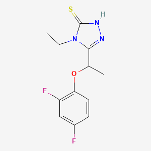 molecular formula C12H13F2N3OS B2951353 5-[1-(2,4-difluorophenoxy)ethyl]-4-ethyl-4H-1,2,4-triazole-3-thiol CAS No. 861442-38-8
