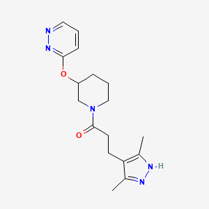 molecular formula C17H23N5O2 B2951368 3-(3,5-dimethyl-1H-pyrazol-4-yl)-1-(3-(pyridazin-3-yloxy)piperidin-1-yl)propan-1-one CAS No. 2034207-03-7