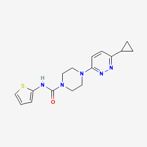 molecular formula C16H19N5OS B2951372 4-(6-cyclopropylpyridazin-3-yl)-N-(thiophen-2-yl)piperazine-1-carboxamide CAS No. 2034494-76-1