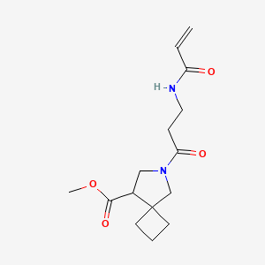 molecular formula C15H22N2O4 B2951376 Methyl 6-[3-(prop-2-enoylamino)propanoyl]-6-azaspiro[3.4]octane-8-carboxylate CAS No. 2361839-12-3