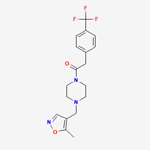 molecular formula C18H20F3N3O2 B2951397 1-(4-((5-Methylisoxazol-4-yl)methyl)piperazin-1-yl)-2-(4-(trifluoromethyl)phenyl)ethanone CAS No. 2034491-09-1