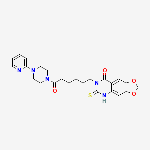 molecular formula C24H27N5O4S B2951411 7-[6-oxo-6-(4-pyridin-2-ylpiperazin-1-yl)hexyl]-6-sulfanylidene-5H-[1,3]dioxolo[4,5-g]quinazolin-8-one CAS No. 688054-12-8