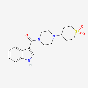 molecular formula C18H23N3O3S B2951412 (4-(1,1-dioxidotetrahydro-2H-thiopyran-4-yl)piperazin-1-yl)(1H-indol-3-yl)methanone CAS No. 1904125-74-1