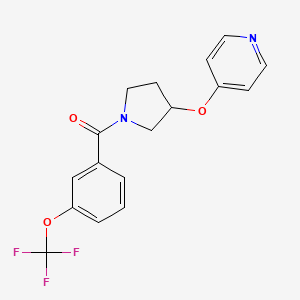 molecular formula C17H15F3N2O3 B2951416 (3-(Pyridin-4-yloxy)pyrrolidin-1-yl)(3-(trifluoromethoxy)phenyl)methanone CAS No. 2034472-37-0