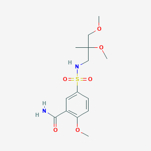 molecular formula C14H22N2O6S B2951426 5-[(2,3-Dimethoxy-2-methylpropyl)sulfamoyl]-2-methoxybenzamide CAS No. 2034586-93-9