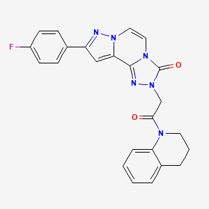 molecular formula C24H19FN6O2 B2951428 2-{2-[3,4-DIHYDRO-1(2H)-QUINOLINYL]-2-OXOETHYL}-9-(4-FLUOROPHENYL)PYRAZOLO[1,5-A][1,2,4]TRIAZOLO[3,4-C]PYRAZIN-3(2H)-ONE CAS No. 1207045-46-2