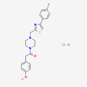 molecular formula C23H25ClFN3O2S B2951440 1-(4-((4-(4-Fluorophenyl)thiazol-2-yl)methyl)piperazin-1-yl)-2-(4-methoxyphenyl)ethanone hydrochloride CAS No. 1323583-23-8