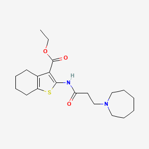 molecular formula C20H30N2O3S B2951441 Ethyl 2-{[3-(azepan-1-yl)propanoyl]amino}-4,5,6,7-tetrahydro-1-benzothiophene-3-carboxylate CAS No. 297761-75-2