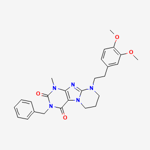molecular formula C26H29N5O4 B2951445 3-benzyl-9-[2-(3,4-dimethoxyphenyl)ethyl]-1-methyl-7,8-dihydro-6H-purino[7,8-a]pyrimidine-2,4-dione CAS No. 872628-32-5