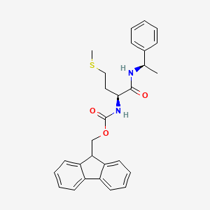 molecular formula C28H30N2O3S B2951456 9H-Fluoren-9-ylmethyl N-[(1S)-3-(methylsulfanyl)-1-{[(1R)-1-phenylethyl]carbamoyl}propyl]carbamate CAS No. 1176547-78-6