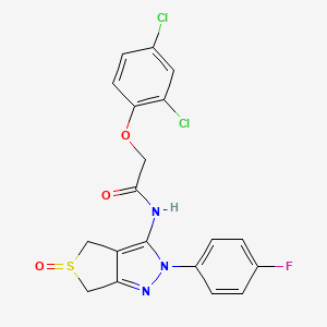 molecular formula C19H14Cl2FN3O3S B2951458 2-(2,4-dichlorophenoxy)-N-[2-(4-fluorophenyl)-5-oxo-4,6-dihydrothieno[3,4-c]pyrazol-3-yl]acetamide CAS No. 1007550-64-2