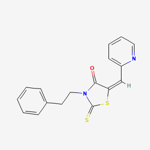 molecular formula C17H14N2OS2 B2951469 (E)-3-phenethyl-5-(pyridin-2-ylmethylene)-2-thioxothiazolidin-4-one CAS No. 670269-74-6