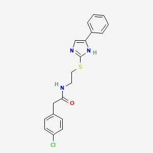 molecular formula C19H18ClN3OS B2951471 2-(4-chlorophenyl)-N-(2-((5-phenyl-1H-imidazol-2-yl)thio)ethyl)acetamide CAS No. 886898-89-1