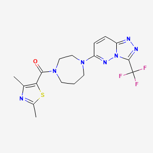 molecular formula C17H18F3N7OS B2951476 (2,4-Dimethyl-1,3-thiazol-5-yl)-[4-[3-(trifluoromethyl)-[1,2,4]triazolo[4,3-b]pyridazin-6-yl]-1,4-diazepan-1-yl]methanone CAS No. 2380178-56-1