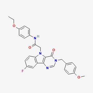 molecular formula C28H25FN4O4 B2951494 N-(4-ethoxyphenyl)-2-(8-fluoro-3-(4-methoxybenzyl)-4-oxo-3H-pyrimido[5,4-b]indol-5(4H)-yl)acetamide CAS No. 1185153-56-3