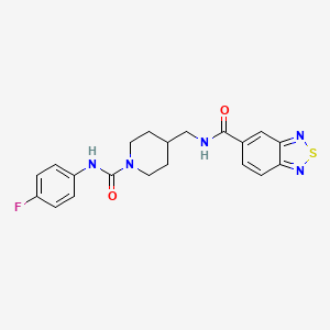 molecular formula C20H20FN5O2S B2951505 N-((1-((4-fluorophenyl)carbamoyl)piperidin-4-yl)methyl)benzo[c][1,2,5]thiadiazole-5-carboxamide CAS No. 1234937-24-6