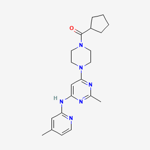 molecular formula C21H28N6O B2951506 Cyclopentyl(4-(2-methyl-6-((4-methylpyridin-2-yl)amino)pyrimidin-4-yl)piperazin-1-yl)methanone CAS No. 1428349-18-1