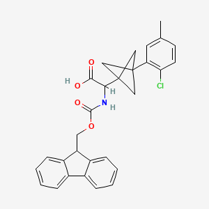 molecular formula C29H26ClNO4 B2951513 2-[3-(2-Chloro-5-methylphenyl)-1-bicyclo[1.1.1]pentanyl]-2-(9H-fluoren-9-ylmethoxycarbonylamino)acetic acid CAS No. 2287261-65-6