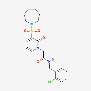 molecular formula C20H24ClN3O4S B2951517 2-(3-(azepan-1-ylsulfonyl)-2-oxopyridin-1(2H)-yl)-N-(2-chlorobenzyl)acetamide CAS No. 1251563-08-2